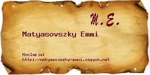 Matyasovszky Emmi névjegykártya